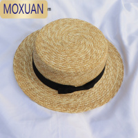 MOXUAN海边度假平顶帽子女夏小清新网红草帽韩版太阳防晒遮阳沙滩编织潮