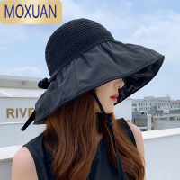 MOXUAN夏季防晒帽户外大檐休闲草编黑胶遮阳帽海滩可折叠草帽帽子