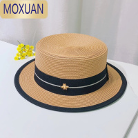MOXUAN草帽女沙滩海边度假草编帽夏季太阳帽子防晒遮阳帽新款礼帽平顶帽