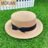 MOXUAN青年草帽遮阳帽子潮女夏天小辣椒蝴蝶结草编英伦礼帽防晒沙滩帽子
