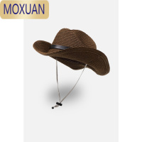 MOXUAN西部牛仔帽子编织草帽男女英伦复古咖啡色小众爵士礼帽夏季遮阳帽