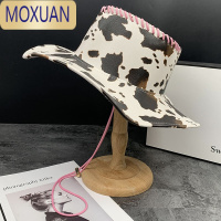 MOXUAN甜酷辣妹风西部牛仔帽子女ins潮复古牛奶纹大檐礼帽度假遮阳帽女