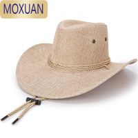 MOXUAN夏季遮阳帽男大檐太阳帽仿麻面料西部牛仔帽沙滩遮阳凉帽防晒帽子