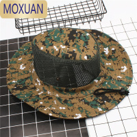 MOXUAN户外防晒帽子斜纹迷彩网眼遮阳帽男西部牛仔风格渔夫帽子夏钓鱼用