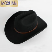 MOXUAN美原版西部牛仔帽纯毡定型牛仔帽毛呢大檐帽子户外旅游骑马帽