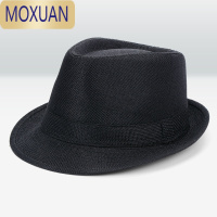 MOXUAN遮阳帽中年老年帽子男夏天西部牛仔绅士爵士黑色礼帽爸爸防晒英伦