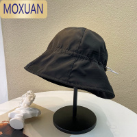 MOXUAN褶皱速干渔夫帽子女早春秋夏季日系大头围薄款带抽绳遮阳防晒盆帽