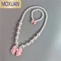 MOXUAN儿童首饰珍珠项链女童耳夹耳环无耳洞戒指玩具手链女宝宝饰品套装