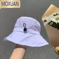 MOXUAN新鲜感!韩范日系抽绳小檐轻薄速干帽渔夫帽女夏季韩版百搭盆帽帽子