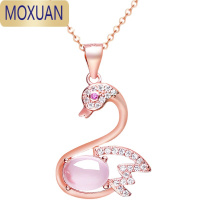 MOXUAN儿童项链小女孩水晶天鹅吊坠女童宝石饰品公主钻石小孩子玩具首饰