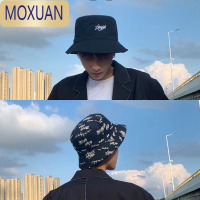 MOXUAN双面戴渔夫帽男士潮人字母韩版百搭学生青年夏季帽子男盆帽遮阳帽