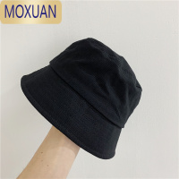 MOXUAN纯色简约钟形水桶帽女日系遮脸平顶网红盆帽春夏薄款防晒渔夫帽子