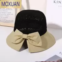 MOXUAN时尚蝴蝶结渔夫帽子女太阳帽遮脸女士凉帽夏盆帽春夏季防晒遮阳帽