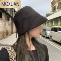 MOXUAN丁走走素颜遮脸百搭麂皮绒渔夫帽子女春秋显脸小纯色水桶盆帽男潮