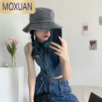 MOXUAN小众大檐牛仔渔夫帽夏秋季百搭休闲户外钓鱼帽子男出游平顶盆帽女