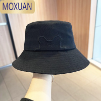 MOXUAN刺绣小熊渔夫帽女春夏韩版女款遮阳盆帽可爱显脸小可折叠防晒帽子