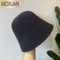 MOXUANins日系显脸小针织水桶帽春夏遮阳防晒透气渔夫帽女网红黑色盆帽帽子
