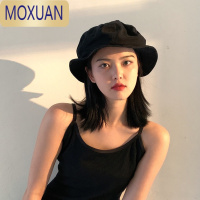 MOXUAN小众个性云朵帽春秋日系暗黑色帽子女显脸小渔夫帽水母帽遮阳盆帽