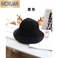 MOXUAN新款鹿角耳朵灯芯绒渔夫帽黄色卡通可爱儿童盆帽幼儿园男女亲子帽帽子