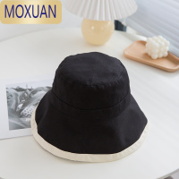 MOXUAN日系拼色边渔夫帽子女春夏百搭防晒骑车韩版大檐旅游盆帽