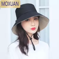 MOXUAN双面渔夫帽女士春夏季纯色盆帽遮阳防晒清新简约百搭度假旅游户外帽子