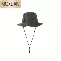 MOXUANins韩版欧美街头嘻哈战术机能纯色迷彩盆帽子潮男女防风绳渔夫帽