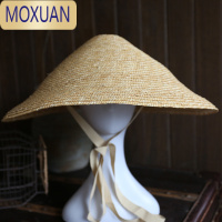 MOXUAN编织斗笠帽渔夫帽盆帽折叠女款夏天遮阳帽防uv防紫外沙滩帽帽子