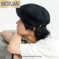 MOXUAN日系大头围前进帽男vintage棕色复古画家帽子潮秋冬英伦报童帽女