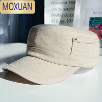 MOXUAN亚麻平顶帽男士休闲百搭春夏季棉麻遮阳帽韩版鸭舌帽前进帽男