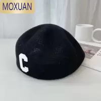 MOXUAN透气有型的前进帽 春夏百搭C字母棉线贝雷帽画家帽大头围反戴帽子