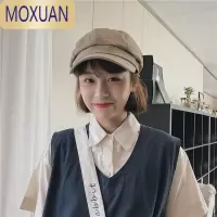 MOXUAN网红纯色百搭八角帽韩版春秋潮女休闲鸭舌贝雷帽日系文艺报童帽子