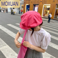 MOXUAN[新潮]时髦精bi入大头云朵帽显脸小贝雷帽炸街显白玫红色八角帽