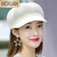 MOXUAN帽子女夏天八角帽透气贝雷帽春季出游防晒遮阳草帽时尚英伦鸭舌帽