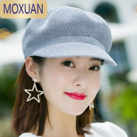 MOXUAN帽子女夏天八角帽透气贝雷帽春季出游遮阳草帽时尚英伦鸭舌