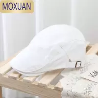 MOXUAN90s纯白复古后现代艺术家画家贝雷帽土酷渣女的蹦迪帽鸭舌帽
