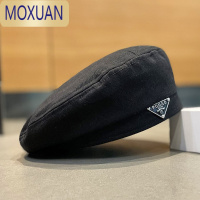MOXUAN英伦时尚倒三角标贝雷帽子女秋冬季潮流百搭复古画家帽网红蓓蕾帽
