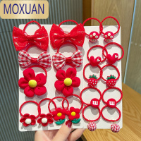 MOXUAN红色蝴蝶结头绳女儿童新年头饰发圈不伤发网红2022年新款女童发绳