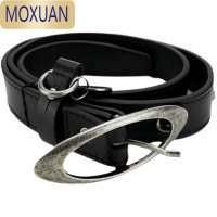 MOXUANmarine*做旧五金 月亮皮带 月牙复古朋克腰带 ins双色男女