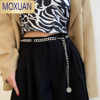 MOXUAN链条腰带女 嘻哈银色百搭配牛仔裤街头朋克风复古小人头挂坠链条