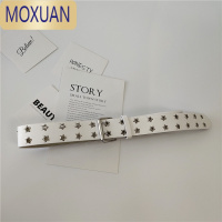 MOXUAN双排孔时尚腰封皮带设计星星全孔女士全孔腰带白色朋克风BF潮