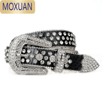 MOXUAN新款女士水钻腰带女式时尚边珠装饰皮带牛仔裤针扣朋克丰欧美裤带