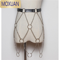 MOXUAN欧美暗黑系腰封朋克PU皮腰带潮女圆环链条裙子配饰摇滚街舞腰链潮