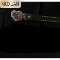 MOXUAN个性涩谷辣妹复古金属设计感小众黑色腰带百搭裤带皮带