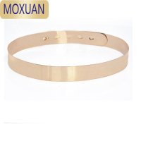 MOXUANT台流行全金属镜面腰带内置扣式女士连衣裙配饰修身潮流时尚皮带
