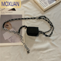 MOXUAN金属腰链女迷你ins编织腰带小包包女时髦双层链条斜跨带装饰