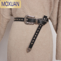 MOXUAN欧美街拍网红模特同款重工铆钉金属质感针扣皮带腰带女百搭腰封潮