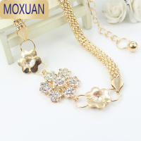 MOXUAN新款百搭松紧弹力细腰带金属腰链猫眼石装饰腰饰配裙子礼服皮带