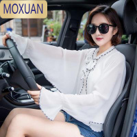 MOXUAN开车防晒衣女春夏季薄款长袖雪纺衣衫骑车防蚊遮阳外套荷叶边披肩