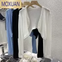 MOXUAN毛衣针织开衫女2022年白色短款外搭防晒披肩早春新款外套冰丝上衣