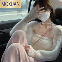 MOXUAN冰丝防晒针织开衫薄款女夏配吊带裙外搭坎肩罩衫披肩外套短款上衣